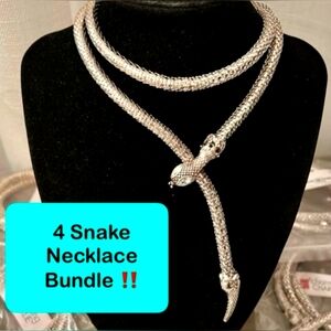 Bundle of 4 Snake Necklace-Silver 🐍